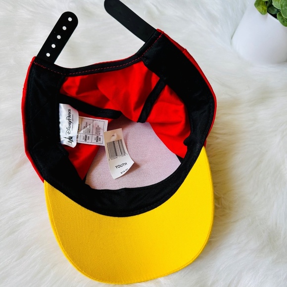 NWT Disney Parks Mickey Mouse Face Baseball Snapback Cap Hat 3D Ears Red/Yellow - Picture 7 of 11